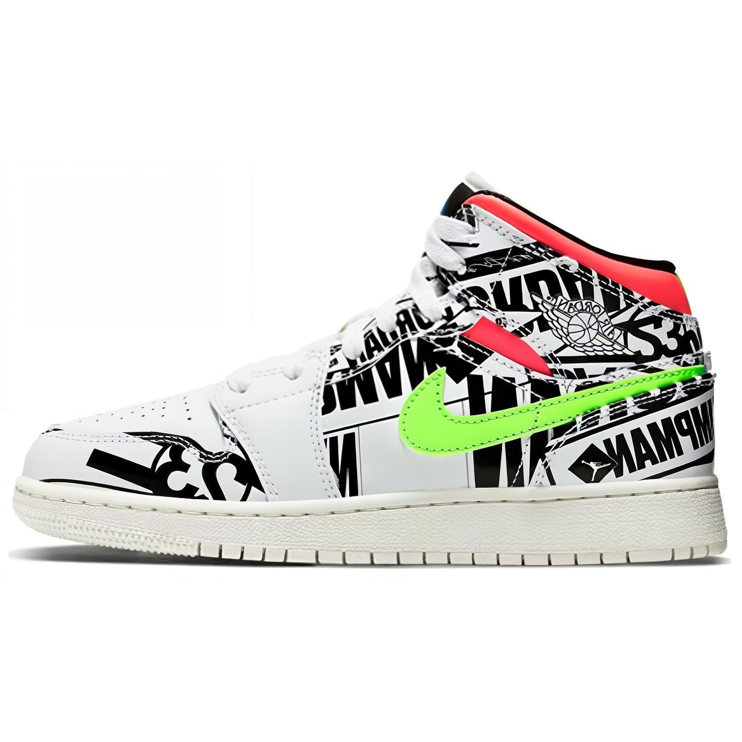 

Jordan 1 Mid GS All Over Logos 554725-143 36