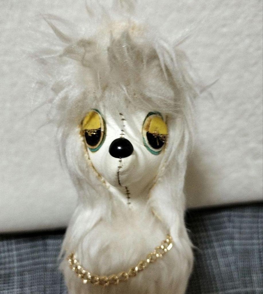 [USED] Vintage French genuine leather teddy bear toy poodle in excellent condition.