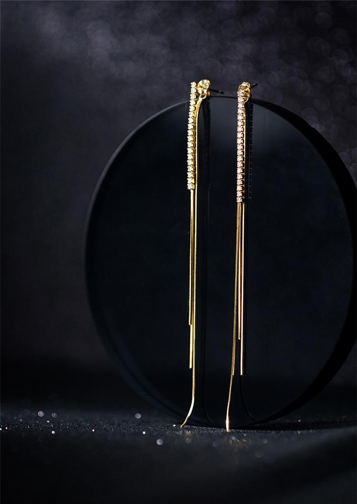 JWER Simple High-Grade Long Chain Tassel Drop Earrings for Women Dangle Earring Gold Silver Color Piercing Line Trendy Ear Gifts