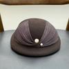 Französischer Promi-Stil Hanf-Seiden-Schleife Wollbarett Herbst- und Winter-Malerhut Eleganter Zylinder Mode Stewardessenhut