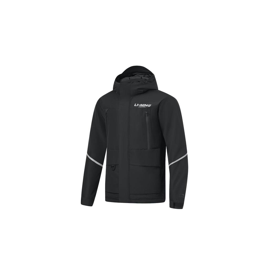 Li Ning Hot Pot Down Series Reflekterande Bokstav Varm Huvad Vävd Dunjacka Herrjacka Svart AYMT313-5