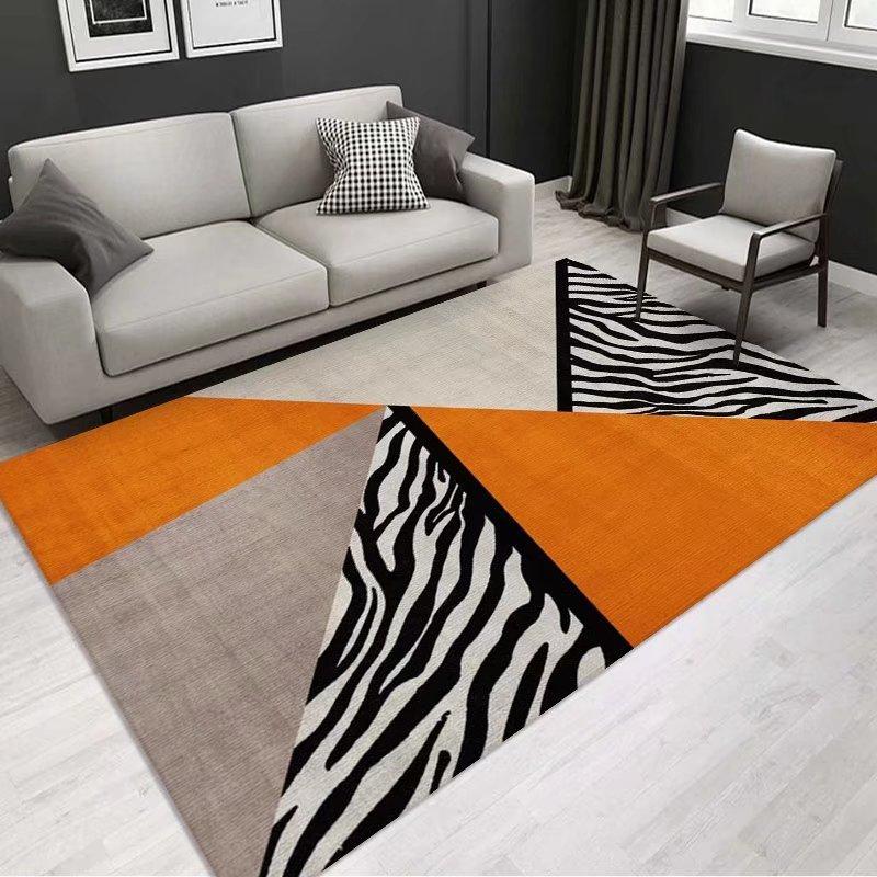 Soft Orange Living Room Carpet European Geometric Home Decoration Rug Washable Cloakroom Floor Mat Large Size Bedroom Rugs 2x3m