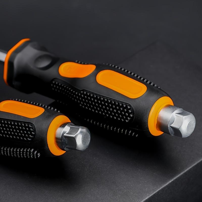 6/8-Inch Non Slip Hammer Type Magnetic Screwdriver Tool Set with Soft Handle Flat Head Screwdriver, suitable for Home Repair