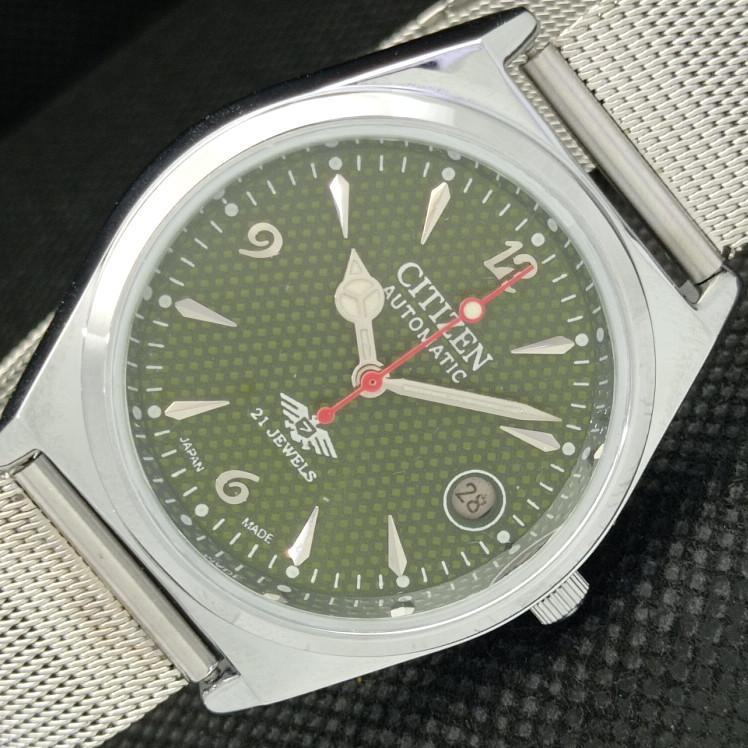 

ВОССТАНОВЛЕННЫЕ ВИНТАЖНЫЕ МУЖСКИЕ ЧАСЫ CITIZEN AUTO 8200 JAPAN DATE GREEN 605-a314158-9 SKU605-a314158