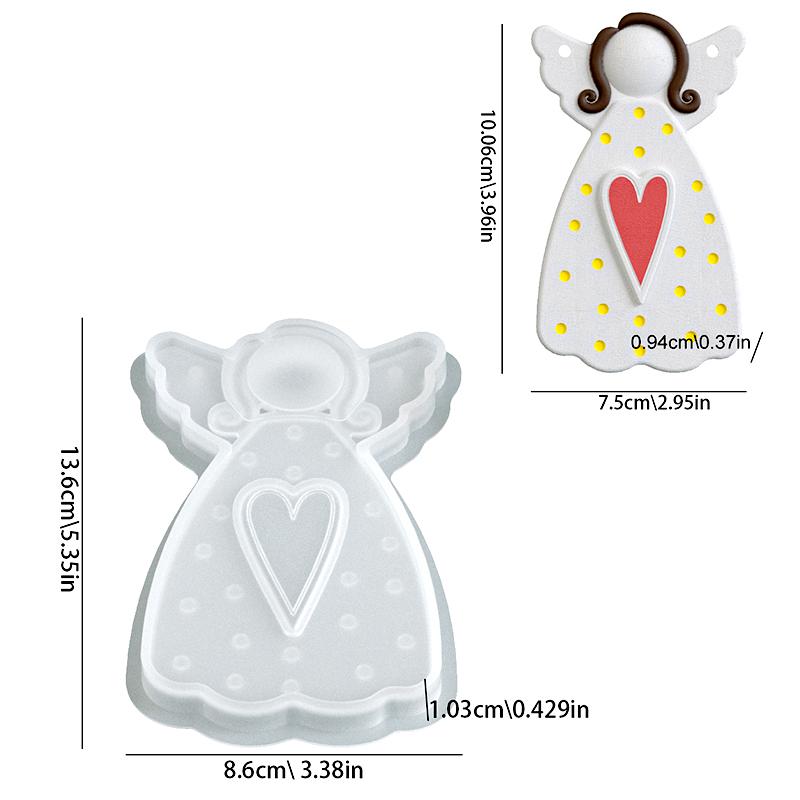1Pc Silicone DIY Plaster Mold Pendant Hanging Ornament Dot Christmas Tree Heart Faceless Angel