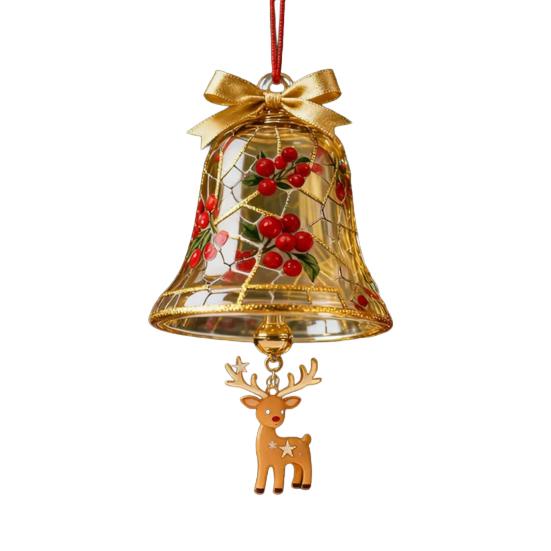 Christmas Bell Ornaments Xmas Tree Hanging Jingle Bell with Santa Claus/Elk/Penguin Ornaments for Holiday
