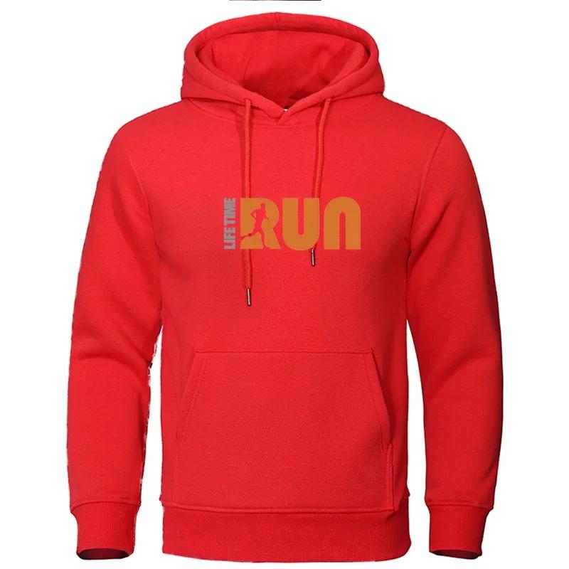 Men's Hoodie  Urban Fashion  Lifetime Run  Printed Hoodie  Polar Lining  Casual  Funny  Loose  Hooded  Men's Clothing
