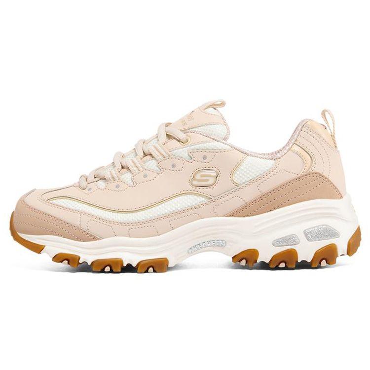 Skechers Women's Light/Yellow Dlites 1.0 Milk Tea Bear Leather Comfortable Versatile Shock Absorbing Durable Low Top Casual Shoes Sneaker - 13143-Pch Cm