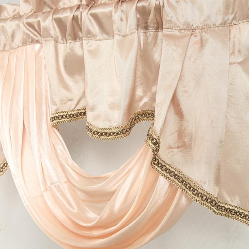 Wavy Design Window Valance with Fringes and Rod Pocket for Soft Light and Privacy In Bedrooms or Living Room Decoration
