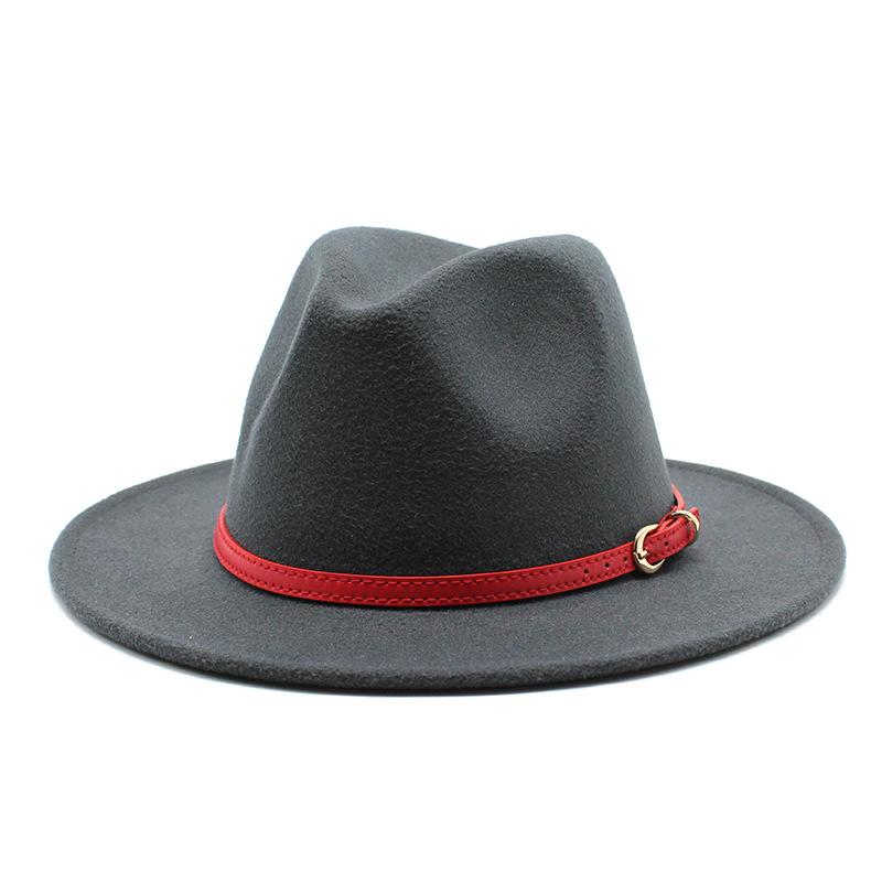 Мужские и женские красные шерстяные цилиндры, джазовые шляпы, фетровые шляпы M（56-58cm）