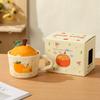 Cute Girl Little Orange with Lid Ceramic Cup Small Gift Set High Temperature Resistant Girls Office Mug Gift Box Set