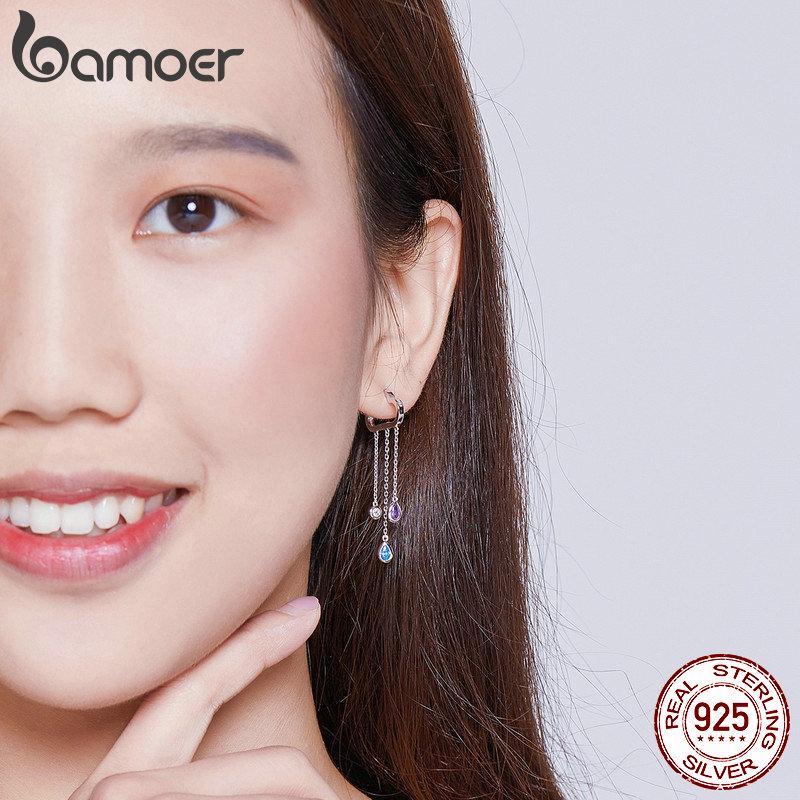 BAMOER Real 925 Sterling Silver Nori ploiosi Cercei pentru fete Bijuterii prețioase Cercei pentru femei Cadou