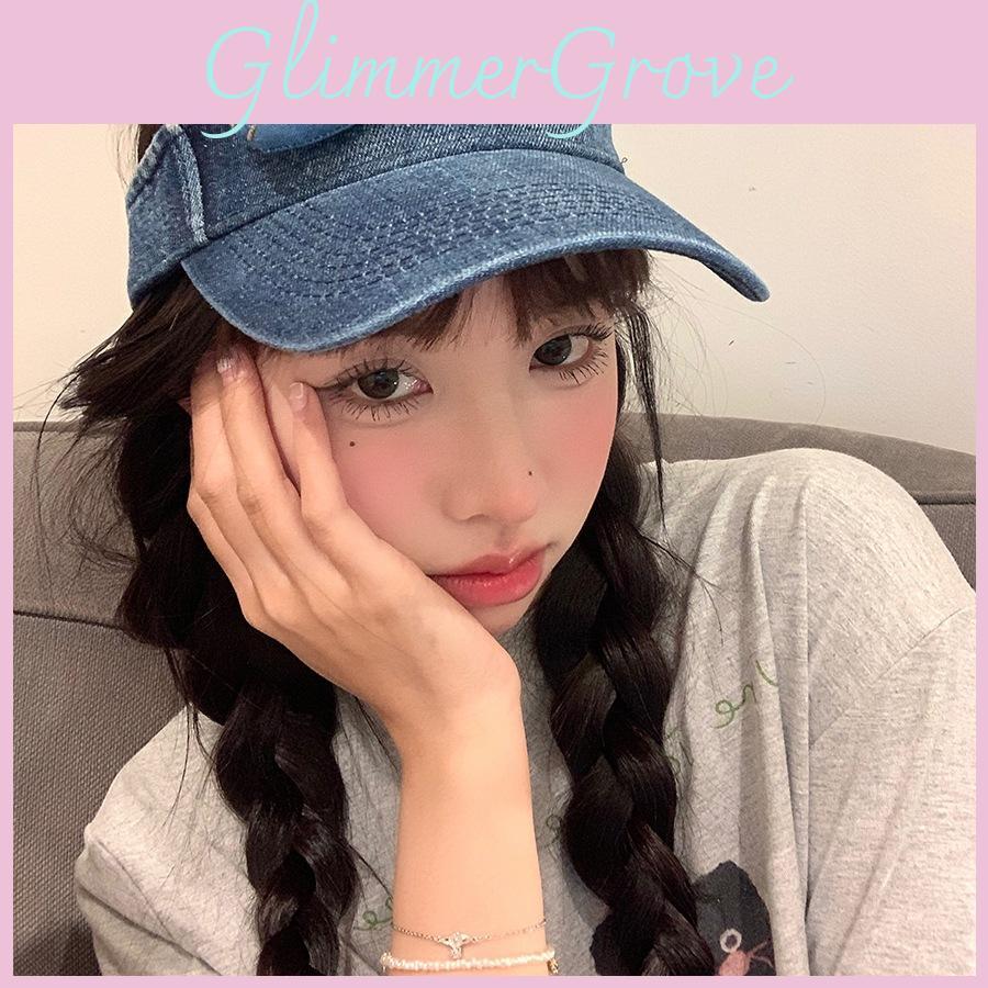 Stylish Adjustable Sun Hat With Cute Cartoon Cat Print Breathable Cap Denim