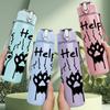 1PC Help Paw Print Halloween Text 750ml Color Plastic Sports Water Bottle Leakproof Flip Straw Lid Suitable for Sports Office Home Use