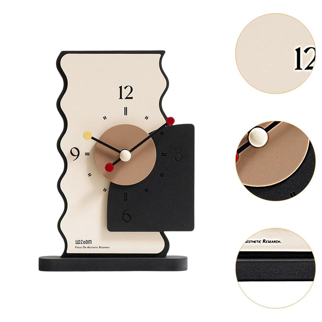 Table Clock Sturdy Housewarming Gift Creative Wood Decorative Modern Table Clock for House Shelf Living Room Office Bedside