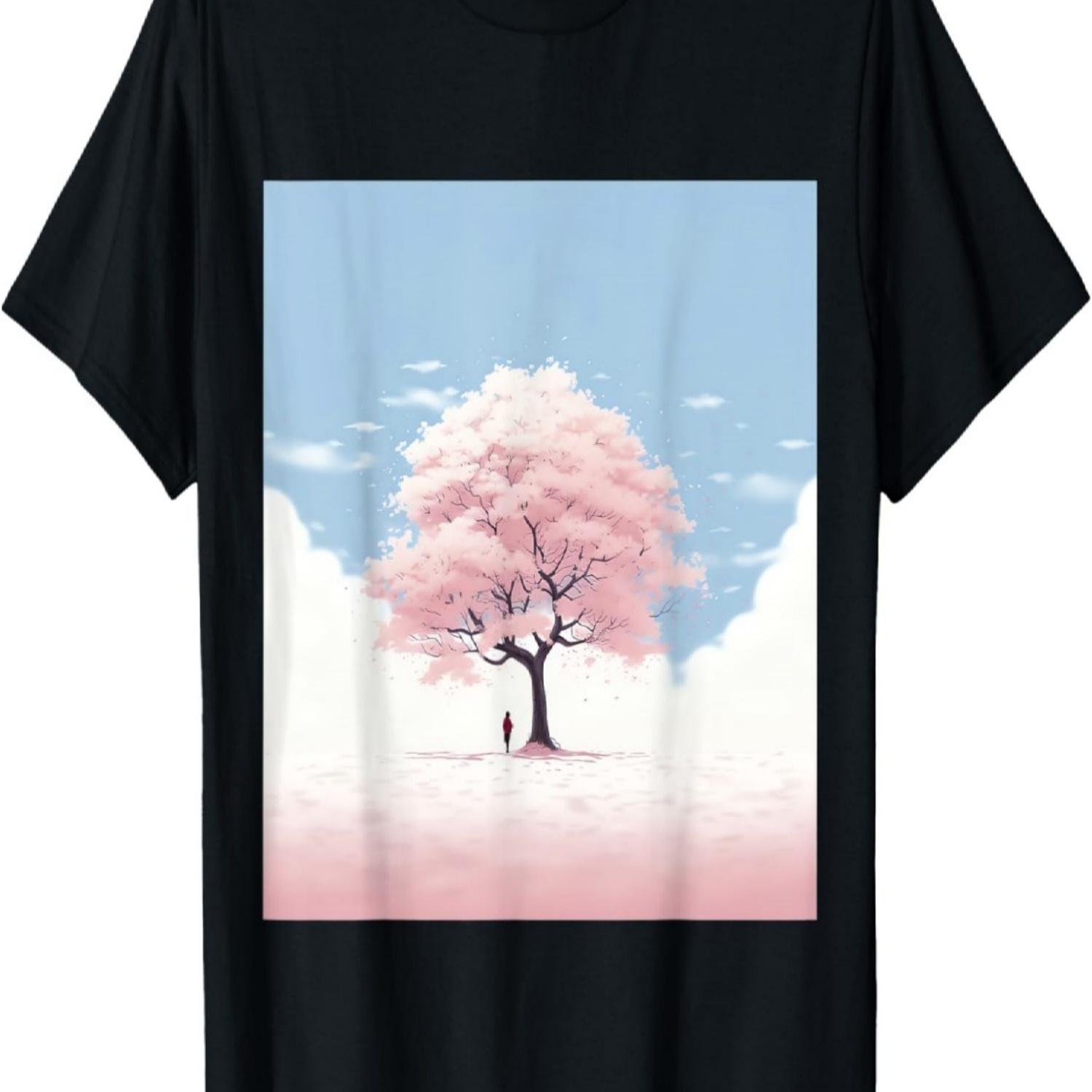 Minimalistic Bliss Cherry Blossom Zen Art Japan T-Shirt S