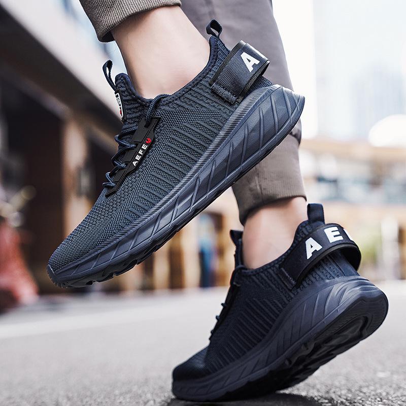 Spring mesh men's shoes lightweight fly-woven mesh casual sports running shoes men's large-size walking shoes