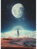 Vinatge Space Collage Night Sky Posters Canvas Painting Galaxy Moon Surrealism Wall Art Picture For Living Room Home Decoration