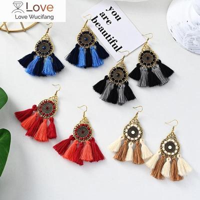 New Arrival Tassel Clip On Earrings Without Piercing Bohemia Fashion Jewelry Trendy Cotton Rope Fringe Ear Clip For Women Party