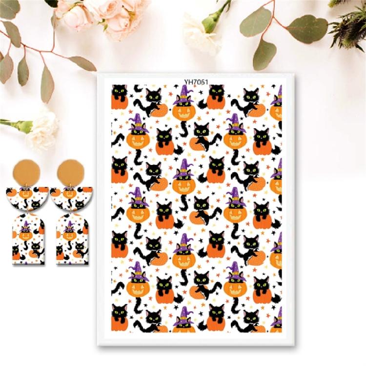 Halloween Water Soluble Stickers, Clay Transfer Paper Water Soluble Clay Transfer Sheet for Clay Earrings Jewelry Making