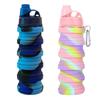 Portable Collapsible Silicone Water Bottle With Lid Camouflage Foldable Kettle For Sports Travel Drinking Cup With Carabiner Cup