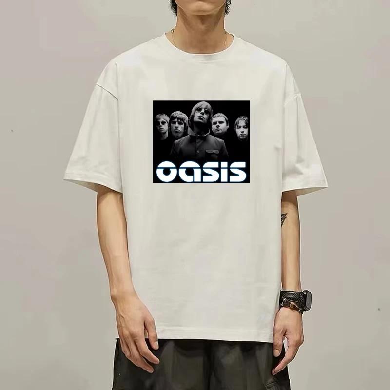 Hot Tshirt À Manches Courtes Du Groupe Oasis David Bowie Groupe De Rock Périphérique Vêtements Américains Impression En Coton