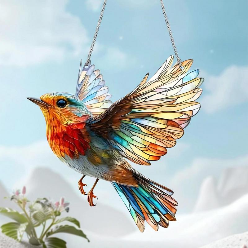 1pc Hummingbird Stained Window Hanging Sun Catcher Acrylic Signs Decoration Porch Home Garden Decor