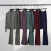 LU Womens Hooded Jacket Flared Pants Set Define Slim Fit Yoga Activewear