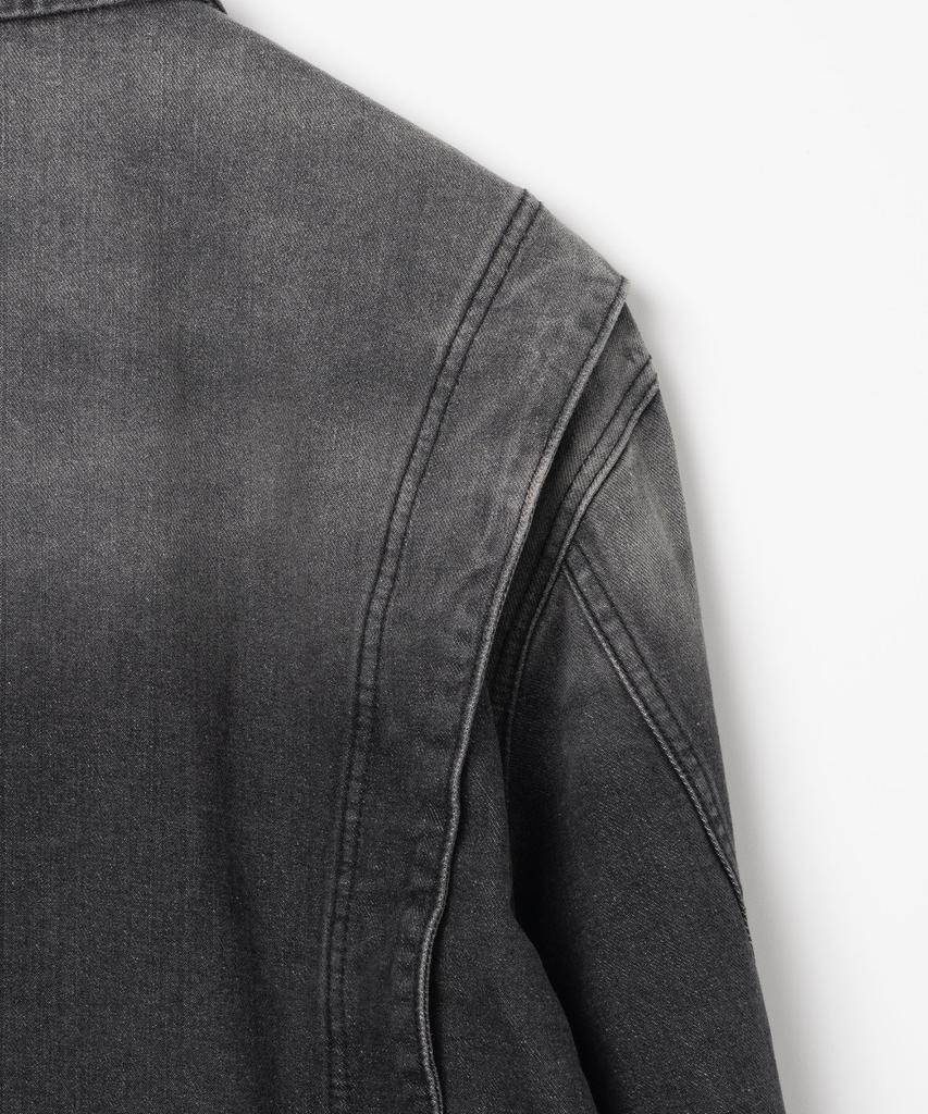 Millo Archive Back Pleated Denim Jacket [Washed Black]