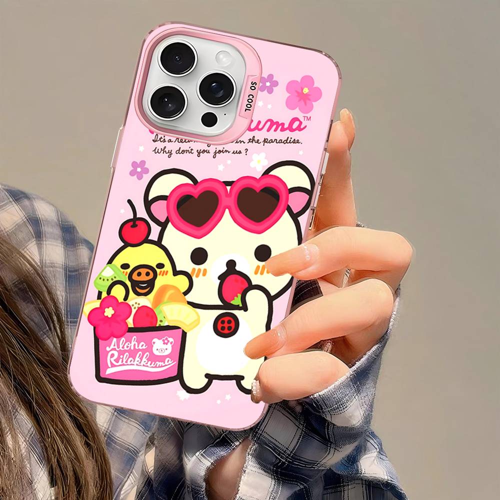 Cute Rilakkuma Bear Phone Case For IPhone 17 16 15 14 13 12 11 Pro MAX Matte Shockproof Back Anti Fall Matte Cover