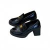 Retro British Style Loafers 2025 New Platform High Heels Small Leather Shoes Lazy One Pedal Thick Heel Single Shoes