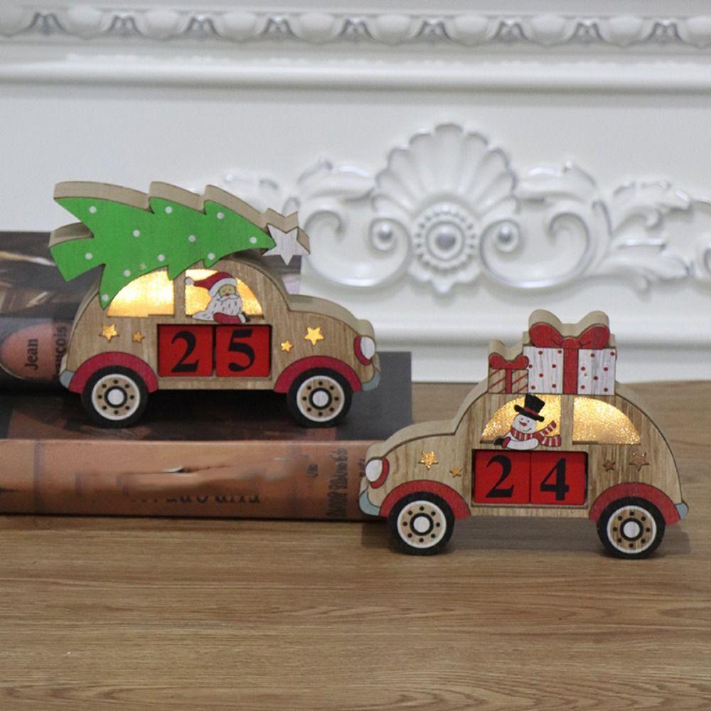 

Luminous Christmas Advent Calendar Wooden Christmas Ornaments Cute Christmas Gifts Merry Christmas Style B