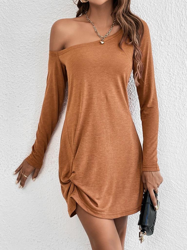 2025 Long Sleeve Loose Solid Colour T-Shirt Casual Elegant And Beautiful Women's Dresses Fashion Summer Dress