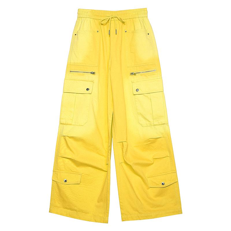 Tuogu Women s American Style Multi-Pocket Casual Wide Leg Paratrooper Pants Medium