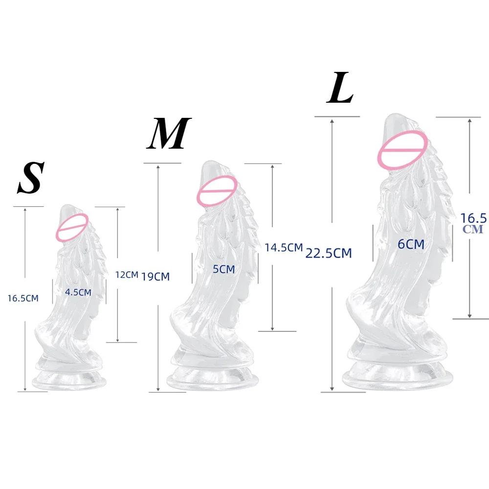 Dildo Monstro Dragão Transparente TPE Macio Plug Anal S/M/L Ventosa Brinquedos Sexuais Para Mulheres Homens Iniciante Pênis Grande Enorme Buttplug Adulto 18