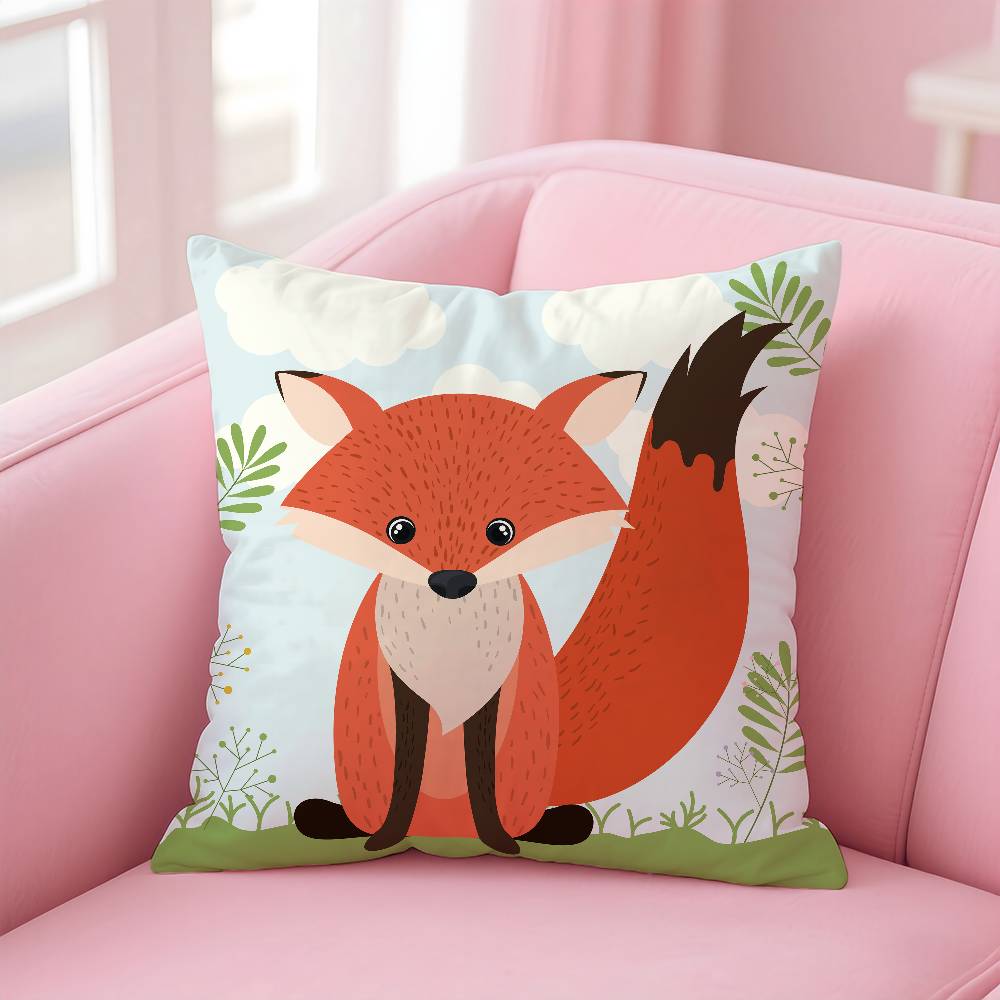 

Fox Cute Woodland Pillow Case pattern printing pillowcase living room sofa cushion cover bedroom room decor 16x16Inch