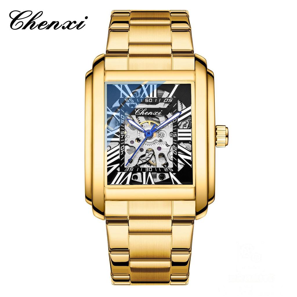 Chenxi Relógio Automático de Ouro de Luxo Masculino Business À Prova d'Água Esqueleto Tourbillon Mecânico de Pulso
