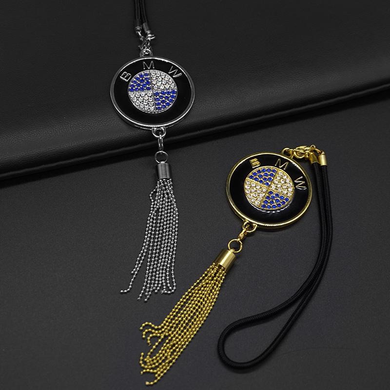 TFLB8 Car Rearview Mirror Diamond Badge Pendant Car Interior AccessoryFor BMW Series X1 X3 X4 X6 E90 E91 I3 I4 F30 F48 F30 F10 E30 E34