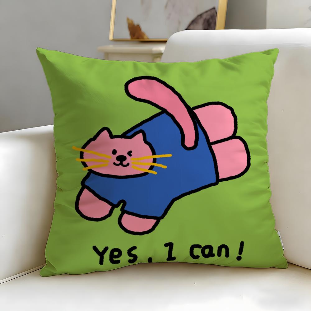 classic cartoon Happy Dog Cushion Cover Soft & Easy-Wash Pillow Case – Versatile for Couch, Bed, Travel and Office