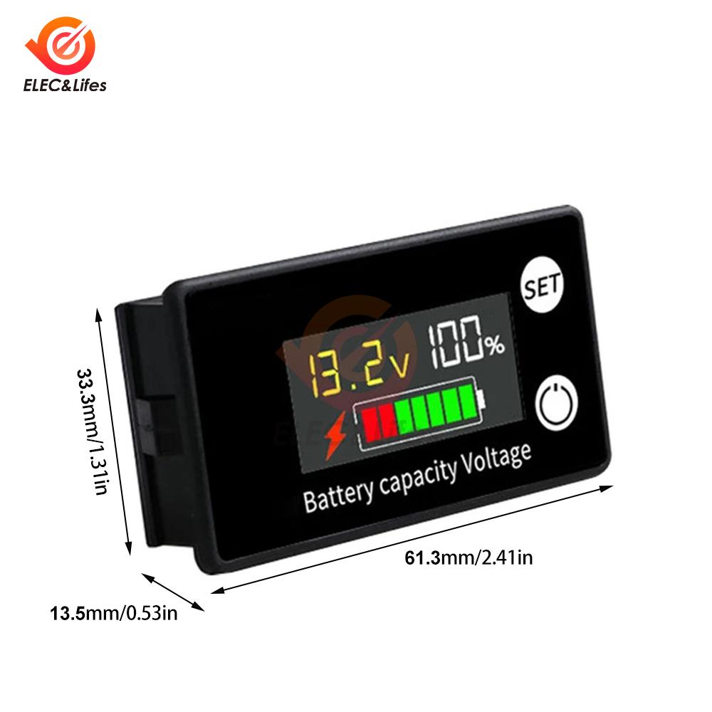 DC 8V-111V Battery Capacity Indicator LCD Digital Electricity Meter Lead-acid Lithium LiFe PO1 Voltage Tester for Car Motorcycle