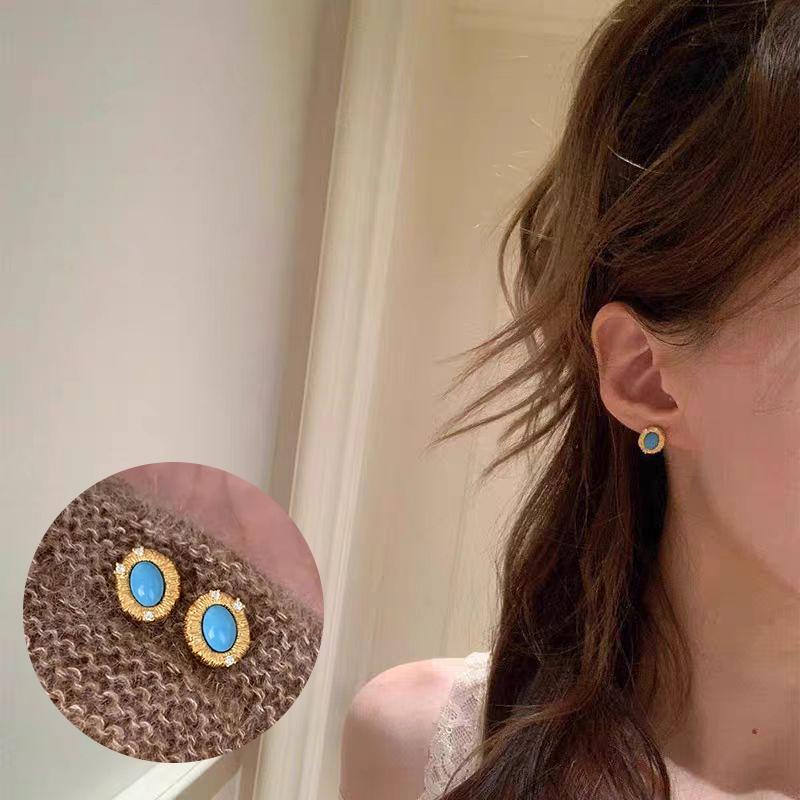 

PANJBJ 925 Sterling Silver Blue Stone Ring For Women Texture Frosting Zircon Vintage Design Jewelry Birthday Gift Dropshipping