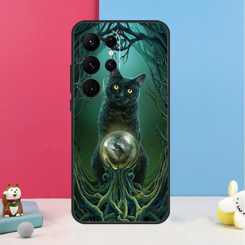 Witch Cat Case For Samsung Galaxy S26 S25 Ultra S20 S21 S22 S23 S24 Plus S10 S25 FE Back Cover Shell