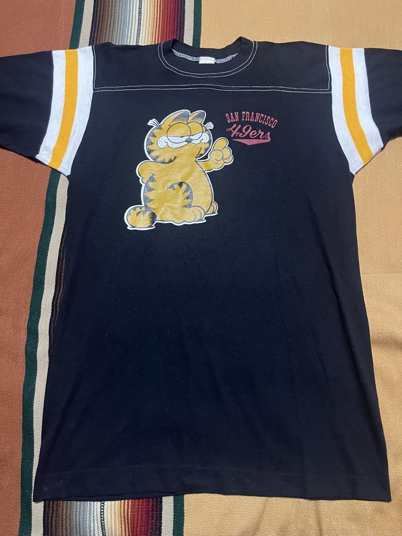 

[Б/У] 70-е годы Сделано в США Спортивная футболка для футбола Гарфилд Черная