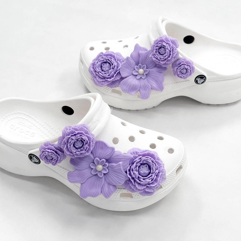 Bai Lu Bone White Clog Accessories: Detachable DIY Shoe Flower Bouquet