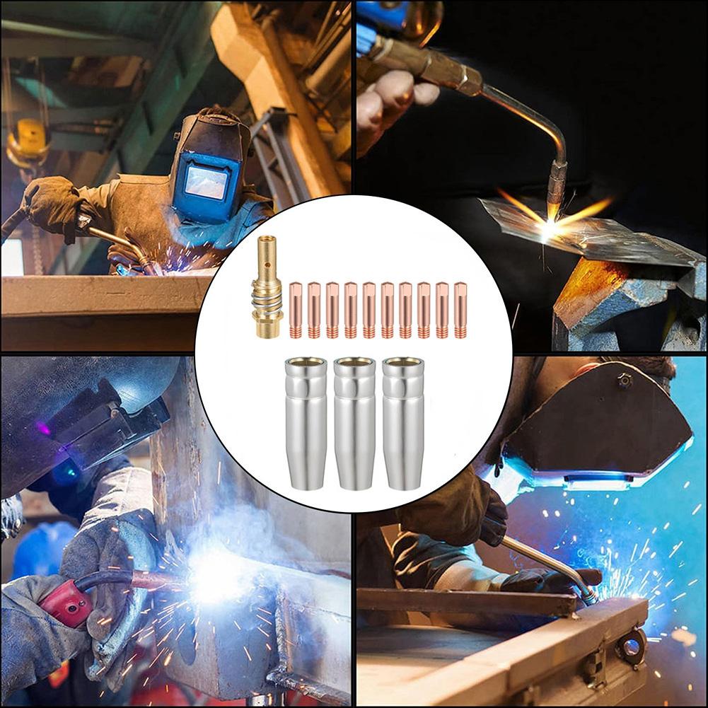 14PCS For MIG Welding Accessories Kit for MAG Torch For 15AK Including Power Nozzles Compatible with AK15 Welding Machines