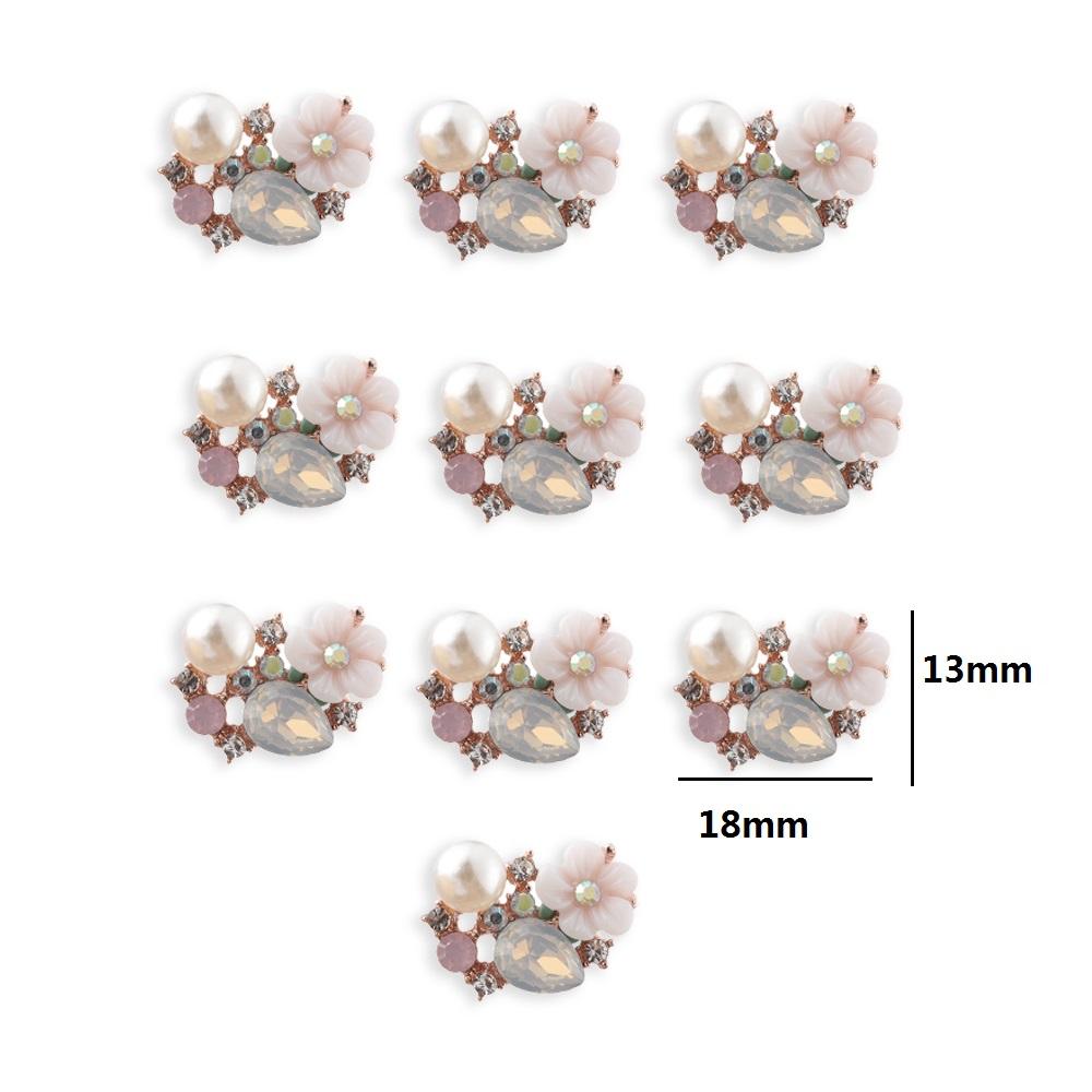 10PCS 16mm Rhinestone Snowflake Buttons DIY Craft Flatback Plating Pearl Buckle Clothing Decoration Hairpin Accessories