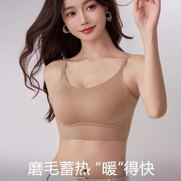 New abraded heat storage underwear, seamless backing, soft support, comfortable and warm, closed breast tube top, women's steel-free