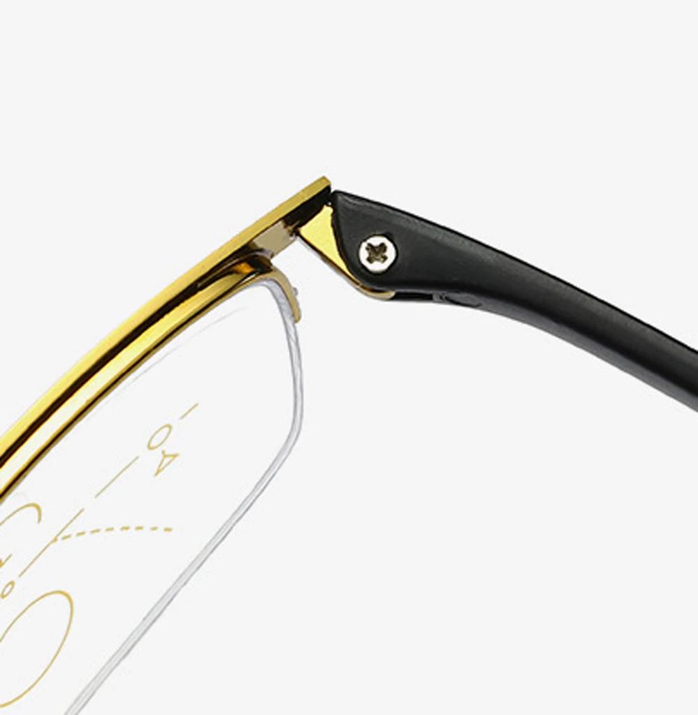Ultralight Progressive Reading Glasses for Women Men Half-rim Rectangle +0.75 to +4 Multifocus Clear Vision