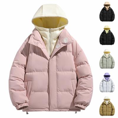 Winter Warm Hooded Casual Jacket Fake Two-Piece Cardigan Cotton Jacket