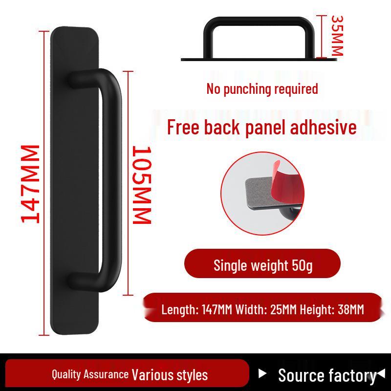 Aluminiumlegering Deurklink zonder Boren voor Glazen, Stalen, Kunststof Balkon-, Schuif- en Kastdeuren